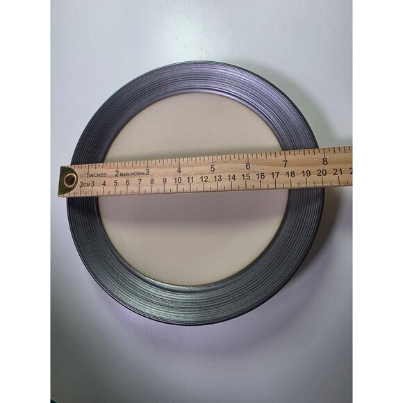 BISTRO CREAM by Sango Dark Gray Edge Glossy Cream 8" Salad Plate Set of 4 - Picture 3 of 7